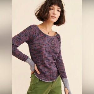 Free People Spaced Out Knit Shirt Purple BNWTS $78